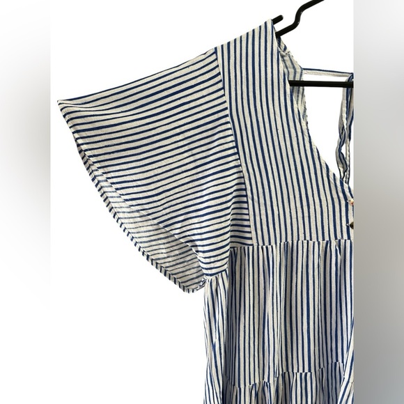 Zara blue striped short sleeve mini dress - Picture 7 of 8